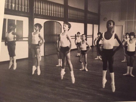 archive image of Darren Panton, ballerina, as a child in ballet class